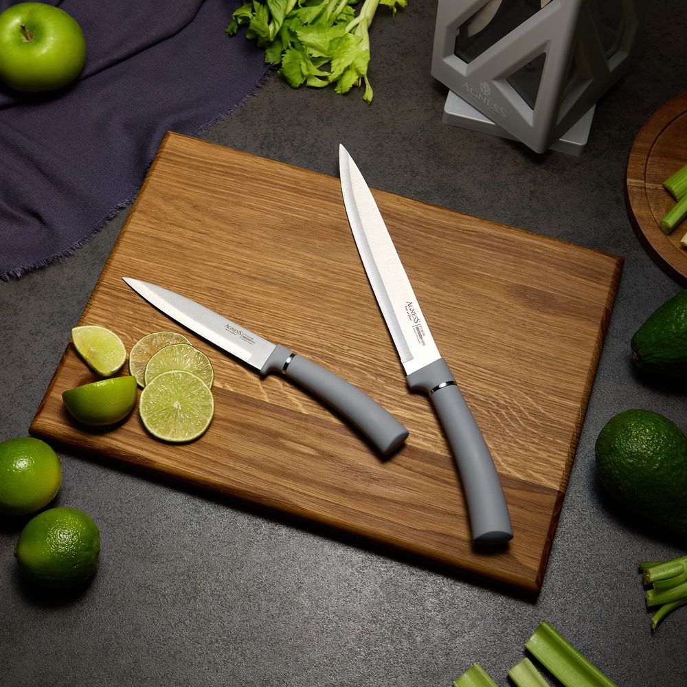 НАБОР НОЖЕЙ AGNESS НЖС НА ПЛАСТИКОВОЙ ВРАЩАЮЩЕЙСЯ ПОДСТАВКЕ 8 ПР.