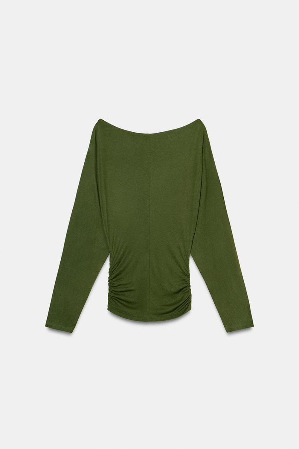 ZARA ФУТБОЛКА С ДЛИННЫМИ РУКАВАМИ И ЗАКЛЕПКАМИ, ЗЕЛЕНЫЙ МЕЛАНЖ