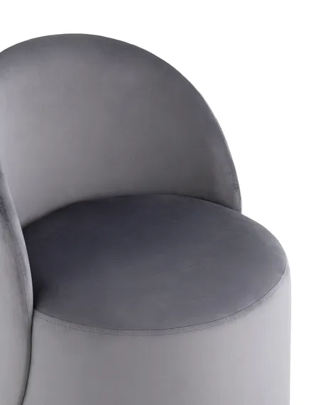 Крутящийся пуф со спинкой Loreen, серый велюр