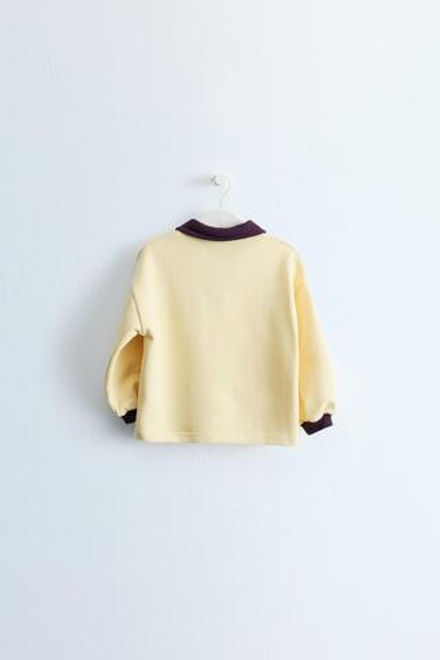 ZARA TIMELESS - ТОЛСТОВКА С КОНТРАСТНЫМ ВОРОТНИКОМ ПОЛО, БЕЖЕВЫЙ