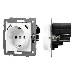 Механизм розетки с быстрой USB зарядкой SCT-MUAC-PL-WH-V (250V, 16A) (Arlight, -) 049822