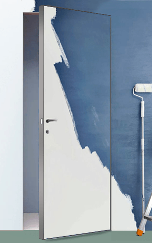 Дверь межкомнатная Профиль Дорс 0 Z INVISIBLE кромка матовый алюминий с 4х сторон, цвет белый, экошпон, глухая