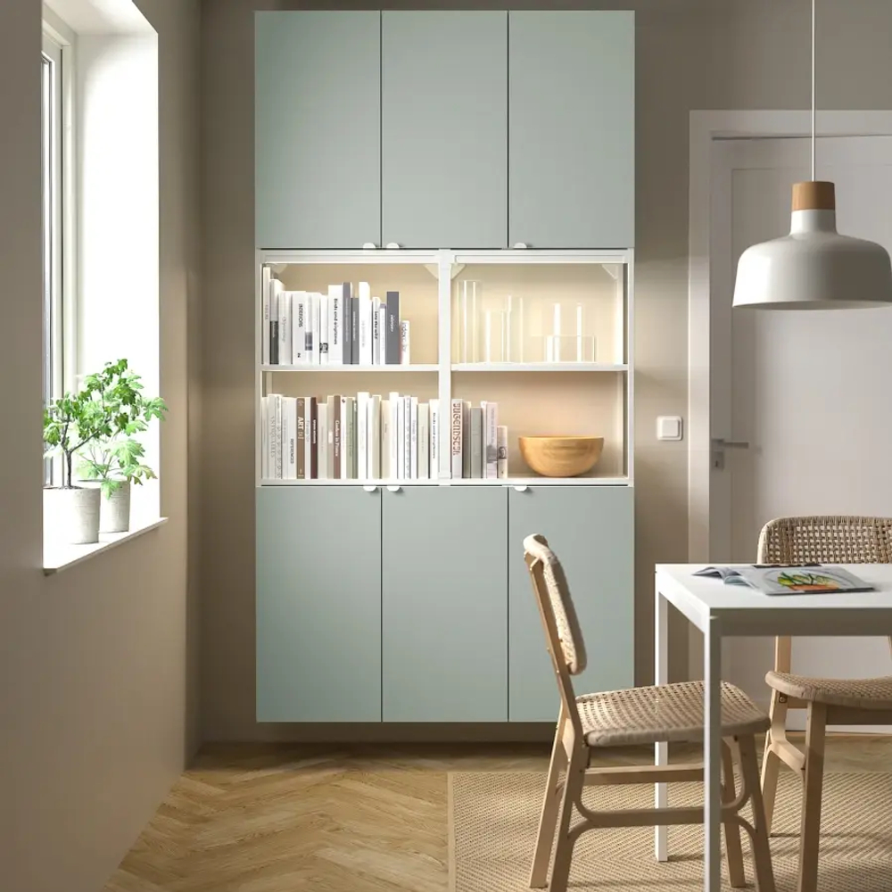 Книжный шкаф -  ENHET IKEA/ ЭНХЕТ ИКЕА, 225х120 см, белый/зеленый