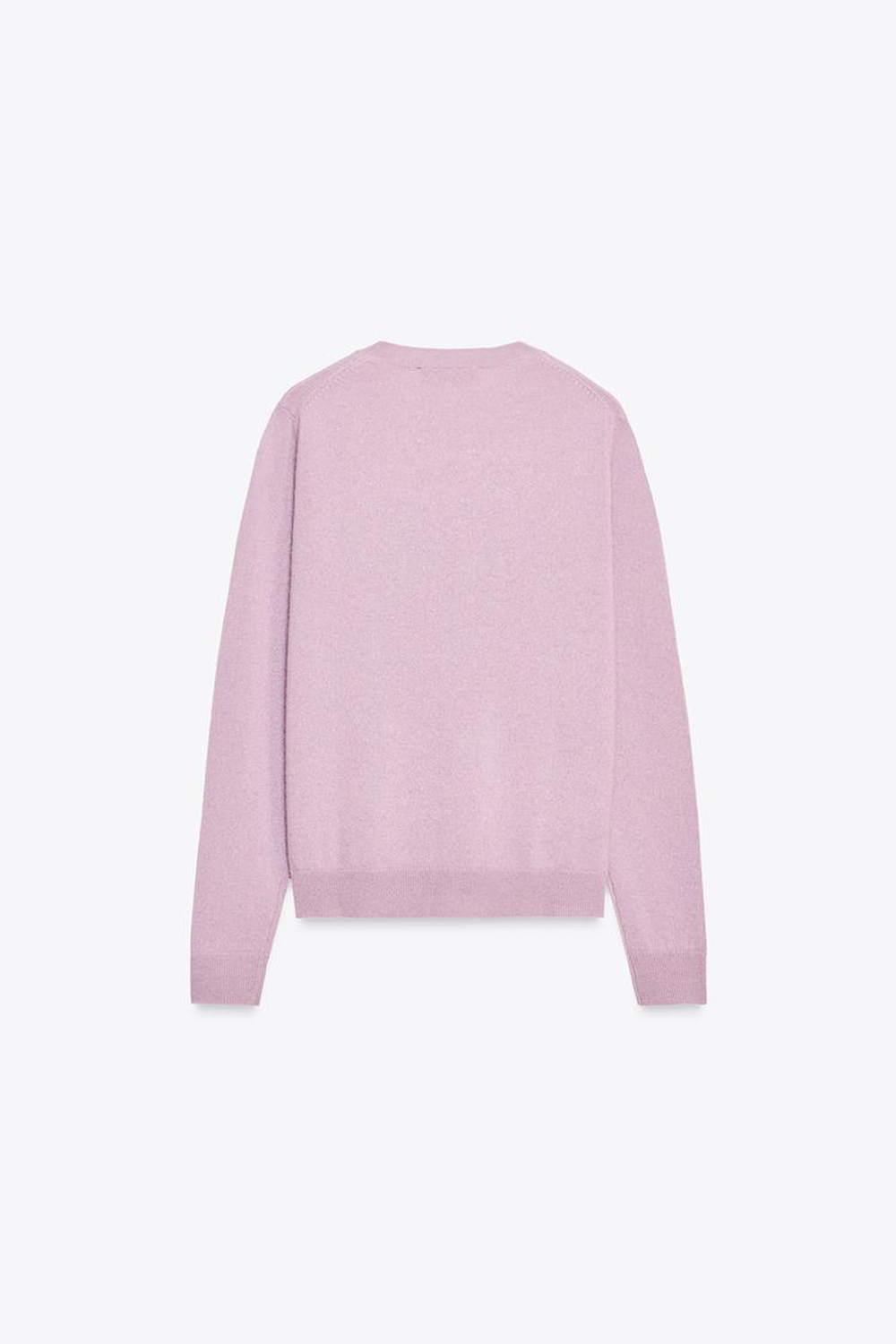 ZARA ДЖЕМПЕР ИЗ 100% КАШЕМИРА С ДЛИННЫМИ РУКАВАМИ, СВЕТЛО-СИРЕНЕВЫЙ