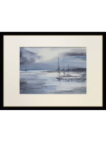 Картина, графика в паспарту 21х30 см на стену для интерьера "Вечер"