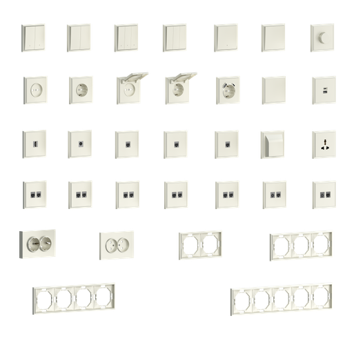Накладка для розетки Schuko с зарядным устройством USB A+C, со шторками 16A 250В, слоновая кость, серия S08