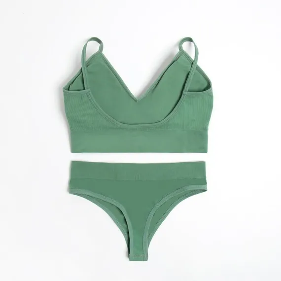 Комплект женский (топ, трусы) цвет зеленый, р-р 42-44