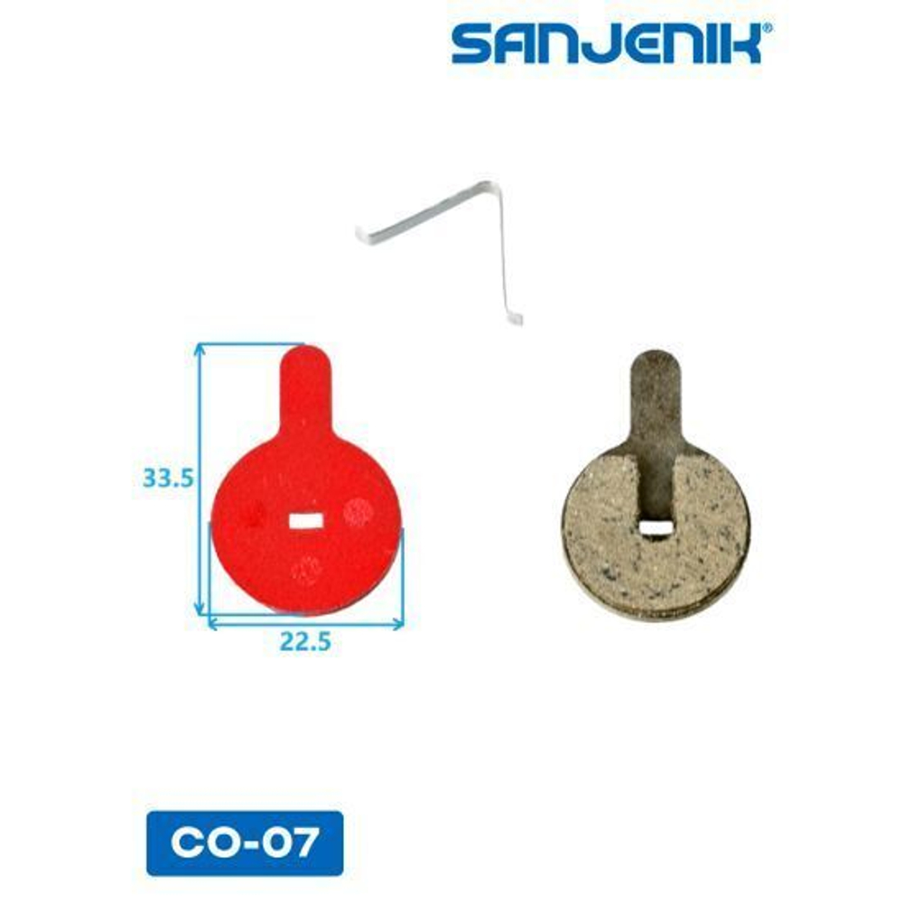 Колодки тормозные медные Sanjenik CO-07 для велосипедов и электросамокатов Kugoo C1, G2 Pro, V1