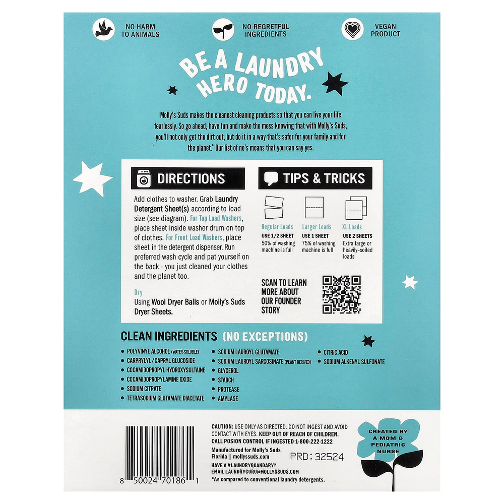 Molly's Suds, моющее средство для стирки, без запаха, 35 шт.