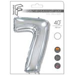 Шар (40"/102 см) Цифра "7" Серебро в упаковке / Seven