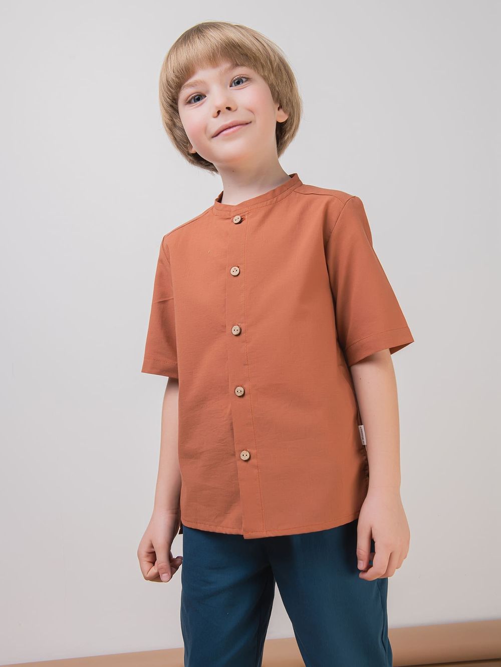 Рубашка хлопковая "Орех" с коротким рукавом
