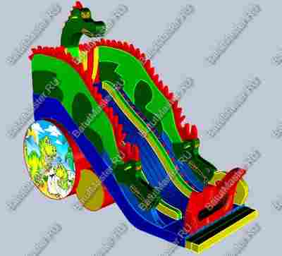Коммерческий надувной батут-горка "Огненный дракон" 16*8*11 м