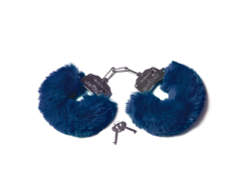 Шикарные наручники с пушистым мехом цвета тихоокеанский синий (Be Mine)