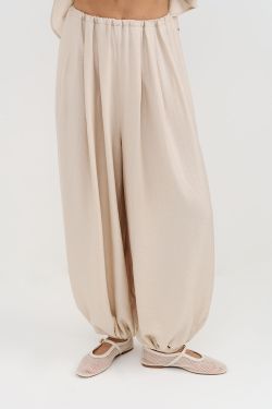 Брюки алладины из вискозы жемчужного цвета