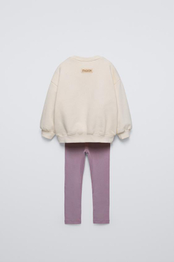ZARA КОМПЛЕКТ ИЗ ТОЛСТОВКИ И ЛЕГИНСОВ ELSA FROZEN © DISNEY, СВЕТЛАЯ МАЛЬВА