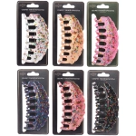 Заколка - краб для волос «AKS - VIENTO», микс 6 цветов, волна, 10*4,5см