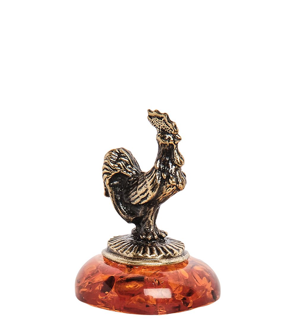 AM- 509 Фигурка «Петушок» (латунь, янтарь)