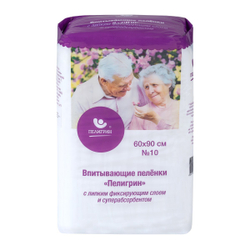 Пеленки впитывающие одноразовые для взрослых, с суперабсорбентом и липким фиксирующим слоем, 60х90 см, 10 шт.