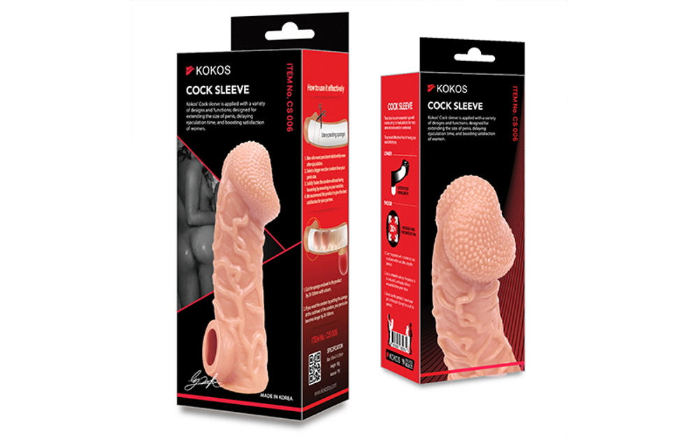 Насадка на фаллос с венками и отверстием для мошонки COCK SLEEVE CS.006-L Large