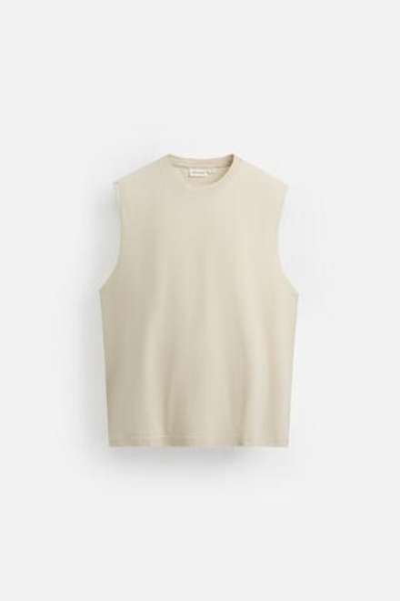 ZARA МАЙКА ИЗ ХЛОПКА, БЕЖЕВЫЙ