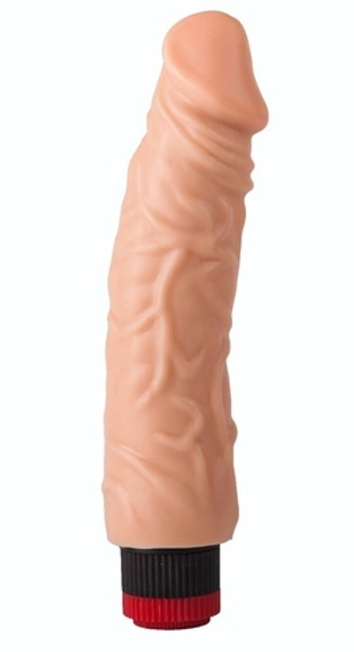 Гелевый вибромассажёр с крупной головкой - 19,5 см. (Цвет: телесный)