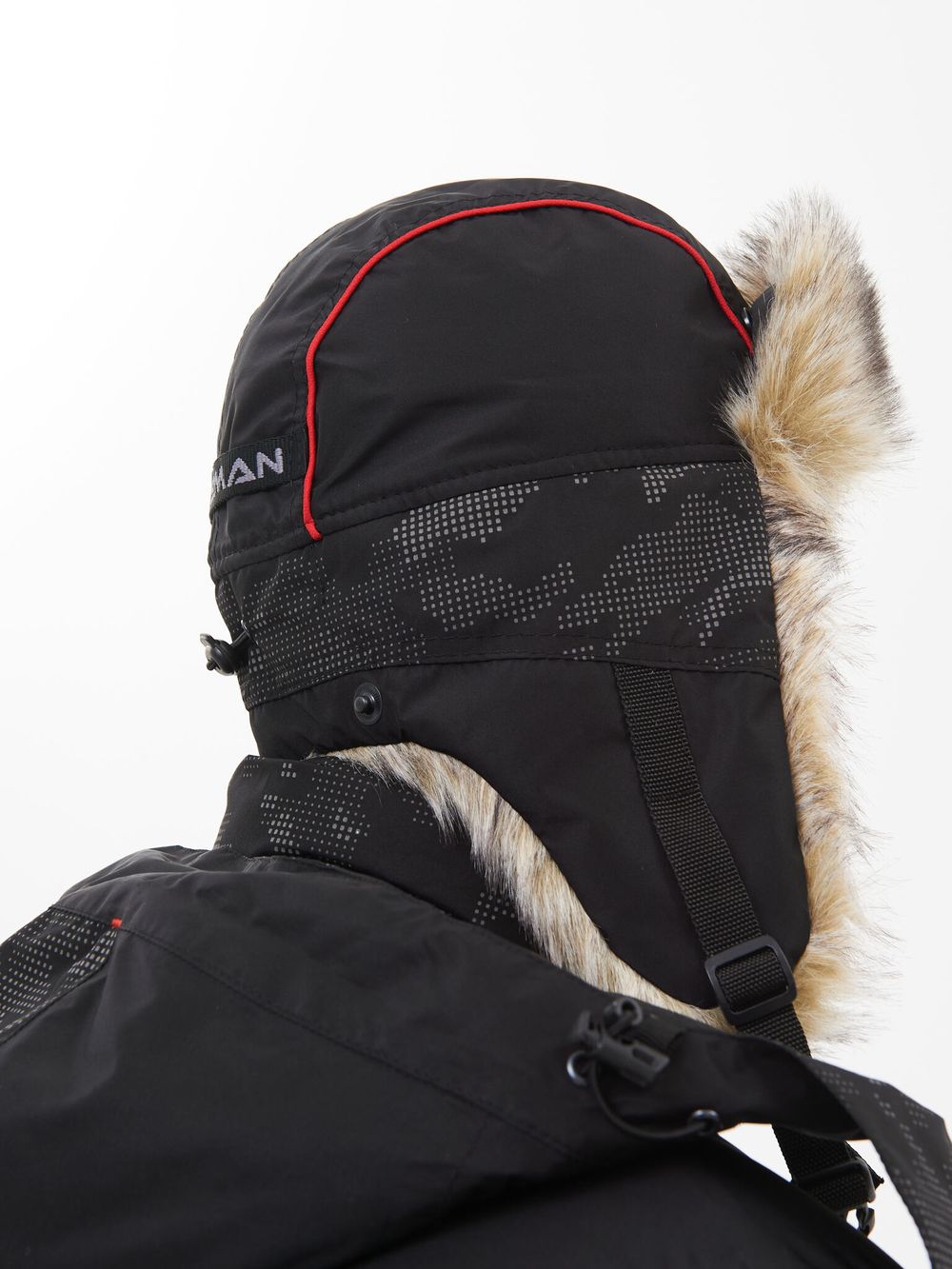 Шапка ушанка зимняя Reflect ткань Reflex Membrane цвет Чёрный иск. мех Волк