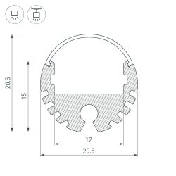 Профиль ROUND-D20-2000 ANOD (Arlight, Алюминий) 040645