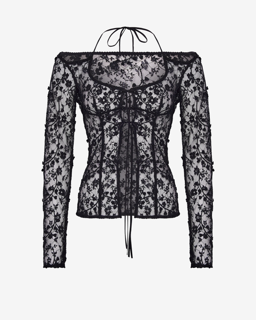 Топ из кружева с длинными рукавами