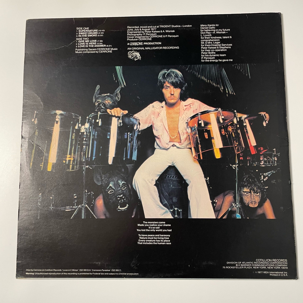Винтажная виниловая пластинка LP Cerrone, Cerrone 3 Supernature (США 1977)