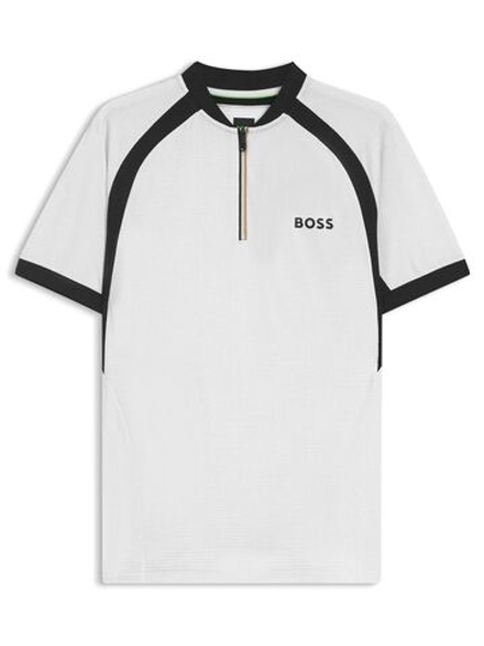 Теннисная футболка BOSS Matchball TOC Zip-Neck Slim-Fit - white