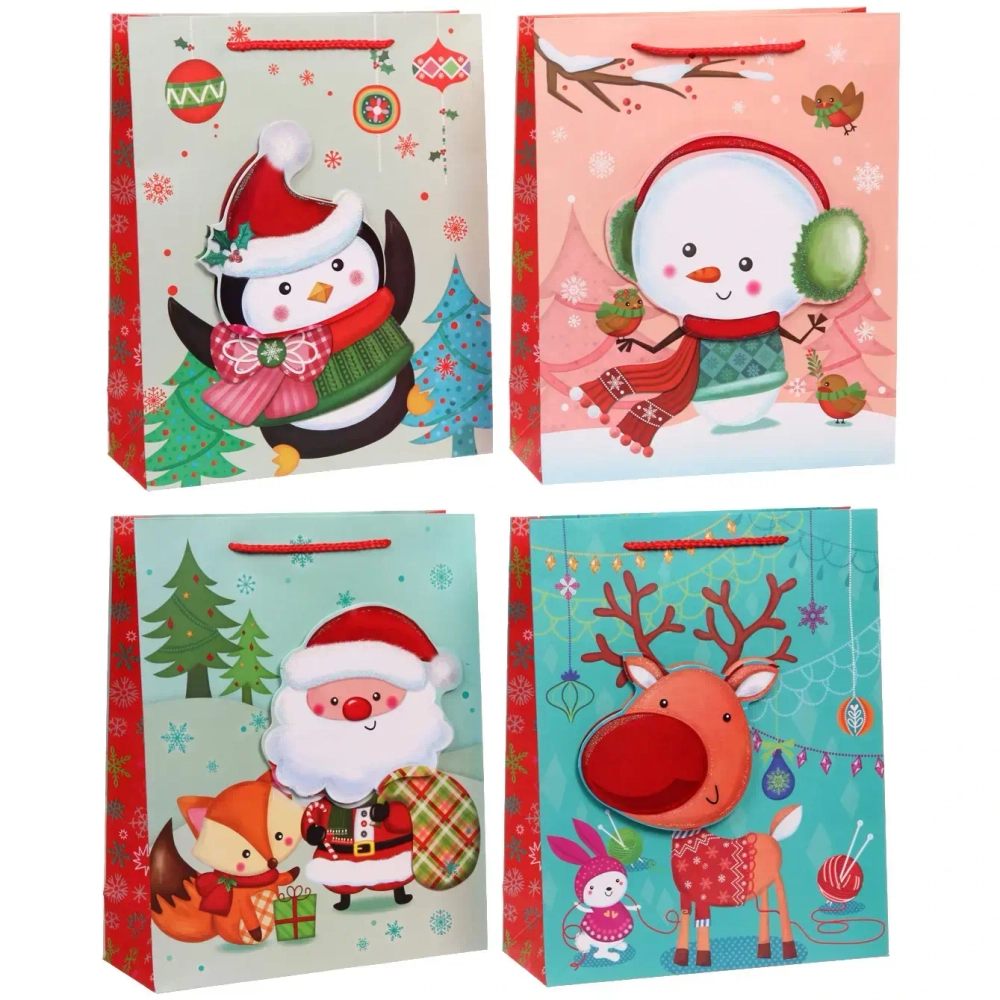 Пакет подарочный «Мультяшные звери» 26*32*10 см, микс