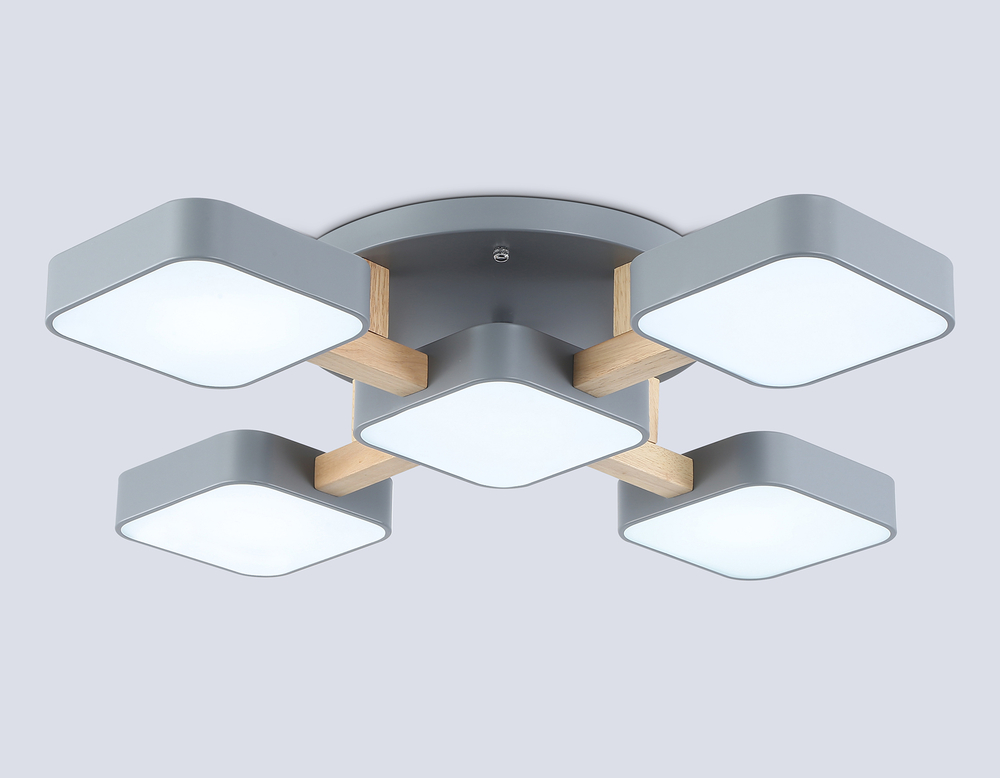 FL4882/5 GR/WD серый/дерево 90W 3000-6000K 675*675*110 (без ПДУ)
