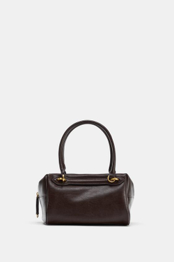 ZARA МИНИ СУМКА-БОУЛИНГ, КОРИЧНЕВЫЙ