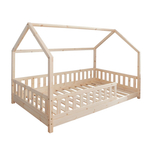 Кровать-домик Чайн 90х200 из сосны с основанием и бортиками, регулируемая по высоте, в натуральной отделке
