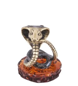 Народные промыслы AM-4019 Фигурка «Змея Милашка» (латунь, янтарь)