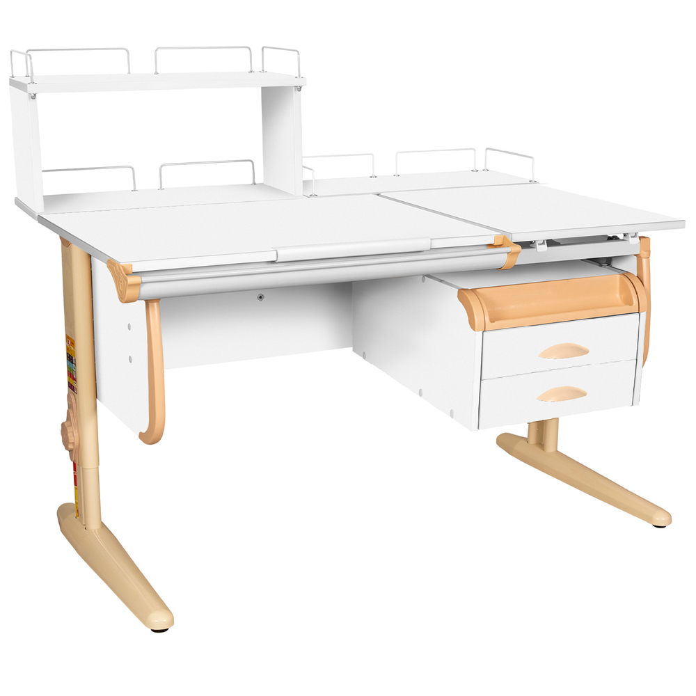 Растущая парта СУТ 25 с задними полками СУТ.15.210 и СУТ.15.240 и навесной тумбой (1200×880 мм)