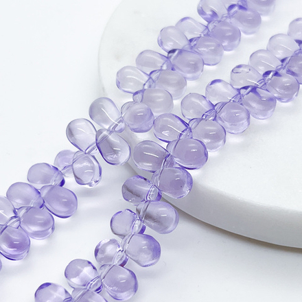 Бусина стекло Капля, цвет фиолетовый, размер 6*9 мм, цена за 24-25 шт (1/4 нити)