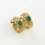 Серьги винтажные малахит, Золотые
