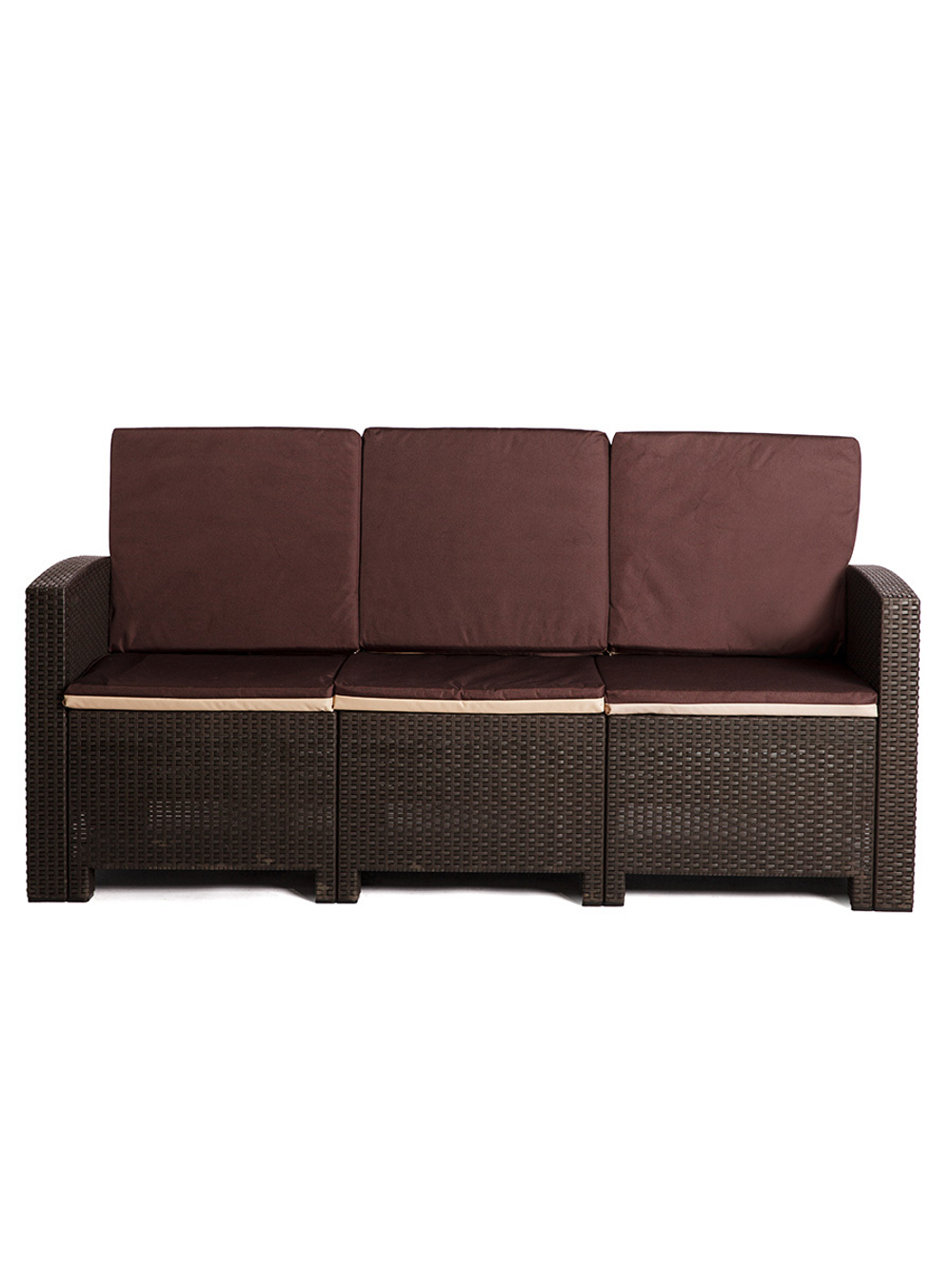 Трёхместный диван под искусственный ротанг для отдыха Калифорния «California» с подушками на спинку