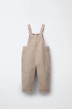 ZARA ДЛИННЫЙ КОМБИНЕЗОН ИЗ ТВИЛА С ЦВЕТОЧНЫМ ПРИНТОМ, СЛОНОВАЯ КОСТЬ