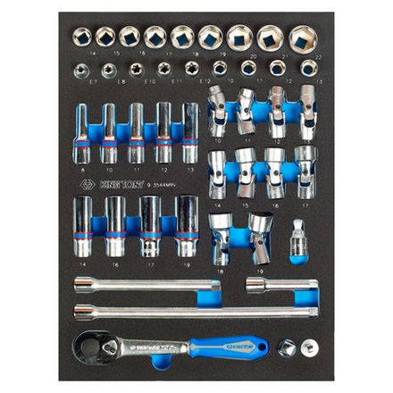 Цена на KING TONY (9-3544MRV) Набор торцевых головок 3/8" с принадлежностями, ложемент, 44 предмета