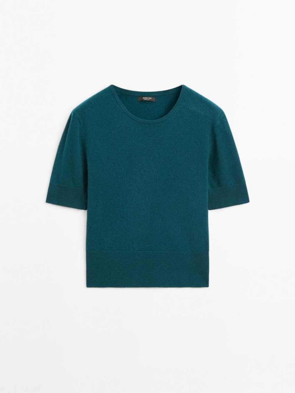 Massimo Dutti Свитер с короткими рукавами из смесовой шерсти, темно-синий