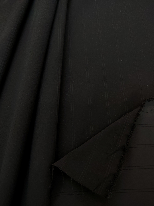 Костюмная жаккард полоска широк, черный, стрейч FC#4