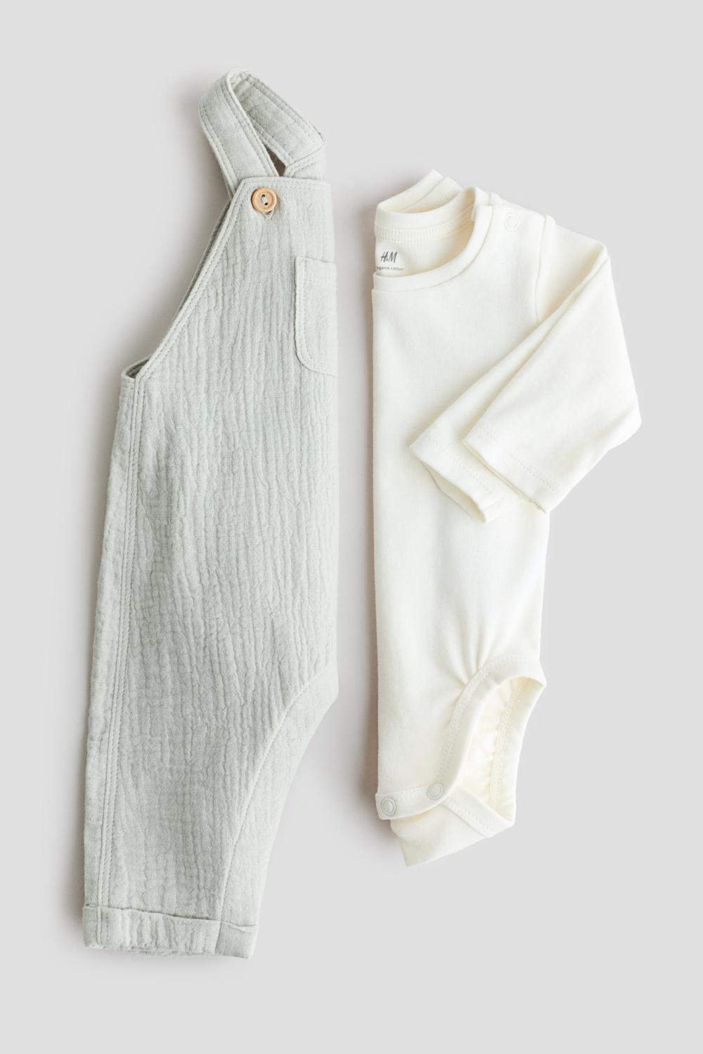 H&M Комплект из 2 предметов, светло-зеленый/белый