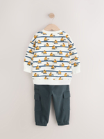 Лонгслив и джоггеры в комплекте для мальчика Next E60-678, Белый, Темно-серый