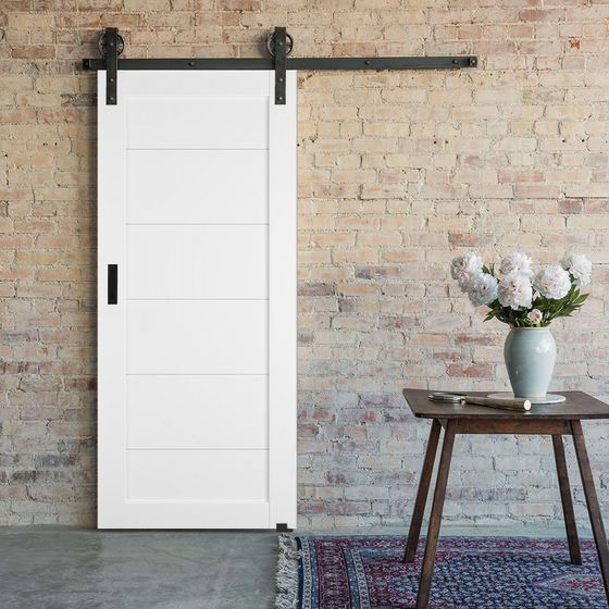 Купить Раздвижная амбарная дверь купе Emalex 32 Ice глухая с внутренней стороны