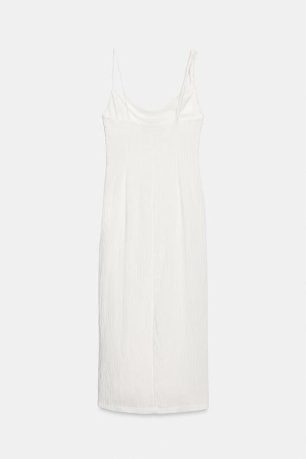 ZARA ПЛАТЬЕ МИДИ СО СБОРКАМИ, БЕЛЫЙ