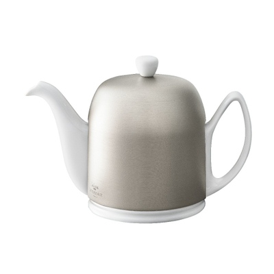 Чайник заварочный фарфоровый 900 мл, с колпаком, цинковый/белый, 216416, Salam, Guy Degrenne