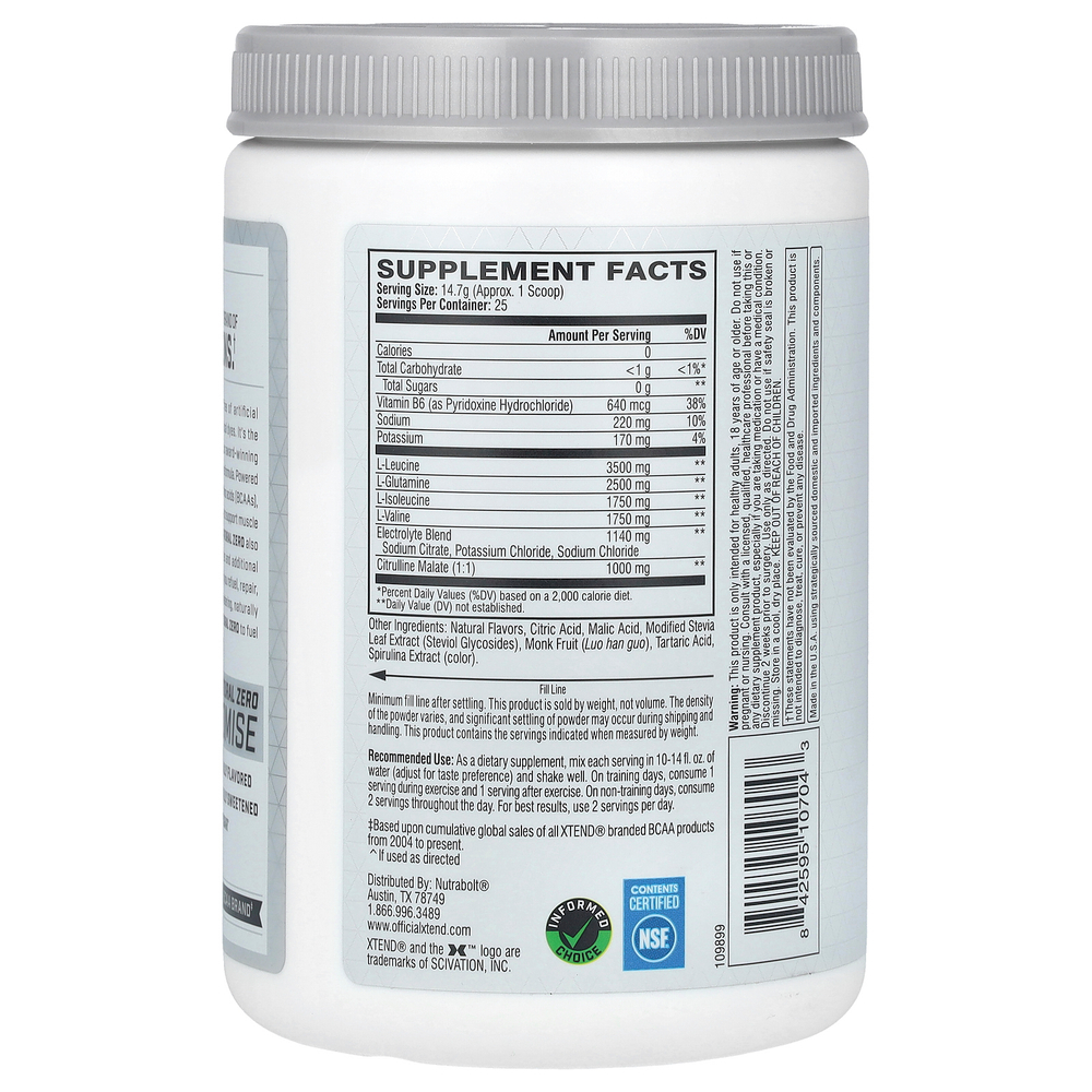 Xtend, The Original 7G BCAA, натуральный ноль, черничный лимонад, 367,5 г (13 унций)