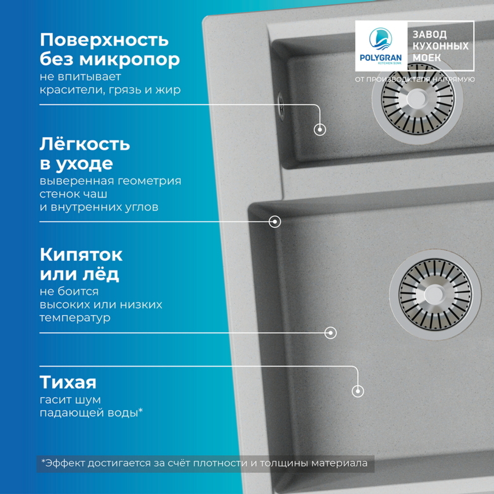 Мойка POLYGRAN BRIG-620 серый №14